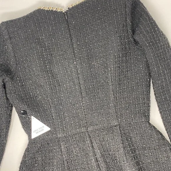 Nadine Merabi Natalie Black Tweed Dress Medium NWT $545 - Picture 11 of 12
